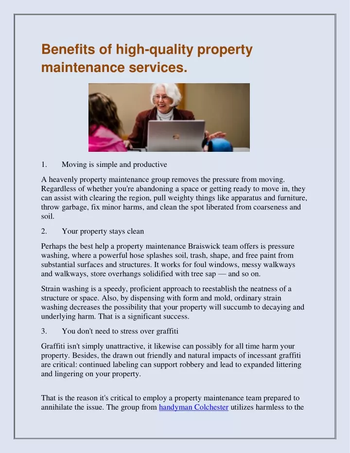 benefits of high quality property maintenance