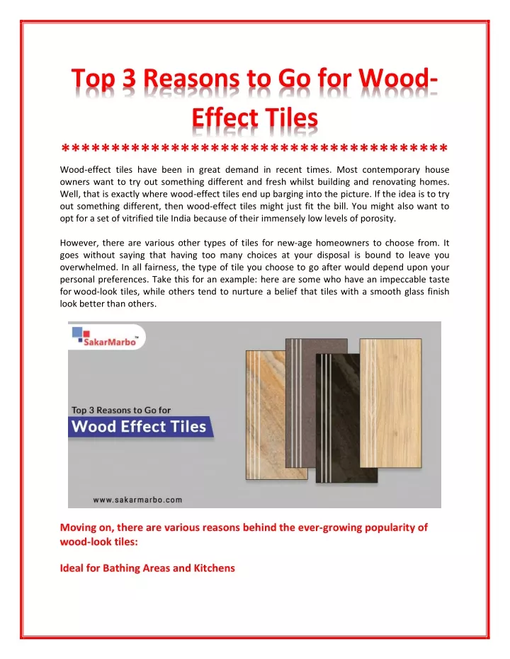 top 3 reasons to go for wood effect tiles wood