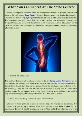 what you can expect at the spine center