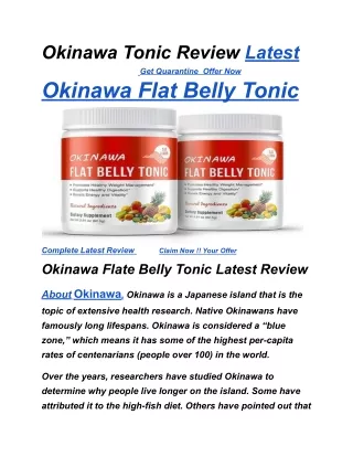 Okinawa Tonic Review Latest