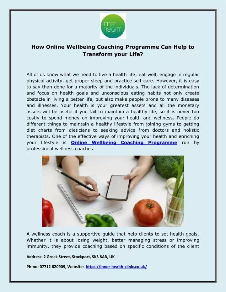 how online wellbeing coaching programme can help