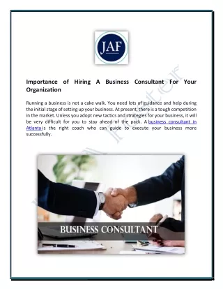 Importance of Hiring A Business Consultant For Your Organization