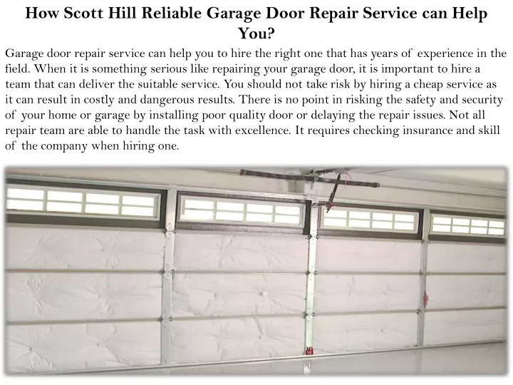 how scott hill reliable garage door repair