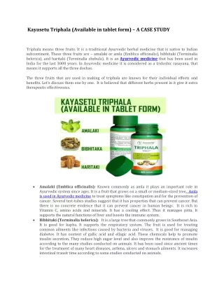 kayasetu triphala available in tablet form a case