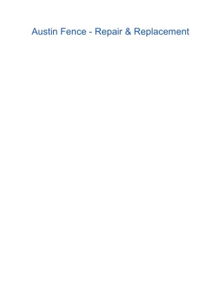 Austin Fence - Repair & Replacement