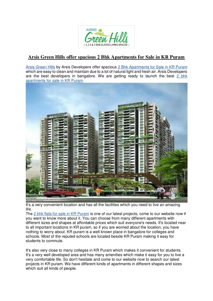 arsis green hills offer spacious 2 bhk apartments