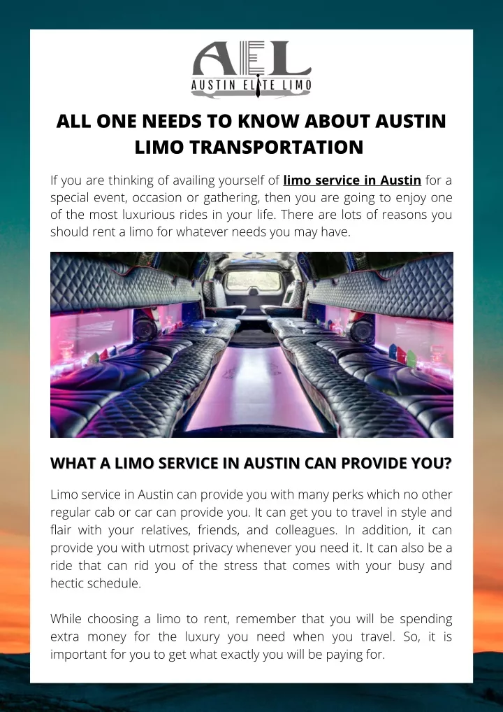 all one needs to know about austin limo
