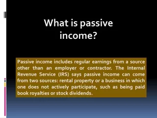 Reasons  Why  Passive Income  Is  So Important | Global Capital Brim