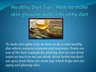 Healthy Diet Tips: How to make skin glowing with a healthy diet