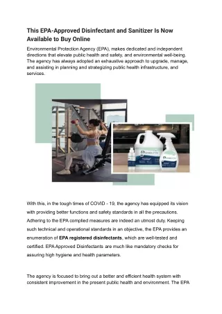 Alcohol-free Disinfectants Available to All Households in USA