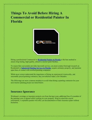 Commercial Painting Florida