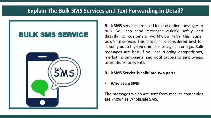 explain the bulk sms services and text forwarding