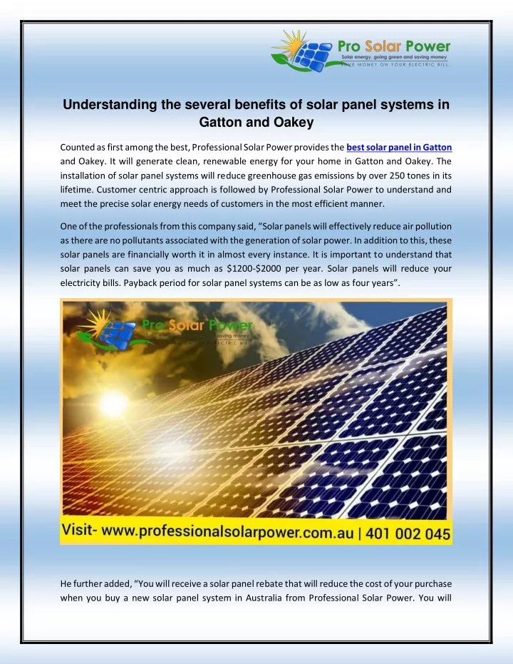 understanding the several benefits of solar panel