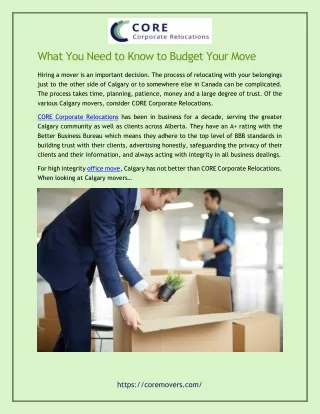 What You Need to Know to Budget Your Move
