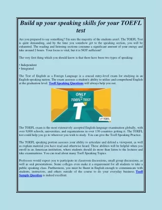 Build up your speaking skills for your TOEFL test