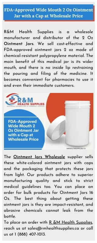 FDA-Approved Wide Mouth 2 Oz Ointment Jar with a Cap at Wholesale Price (1)