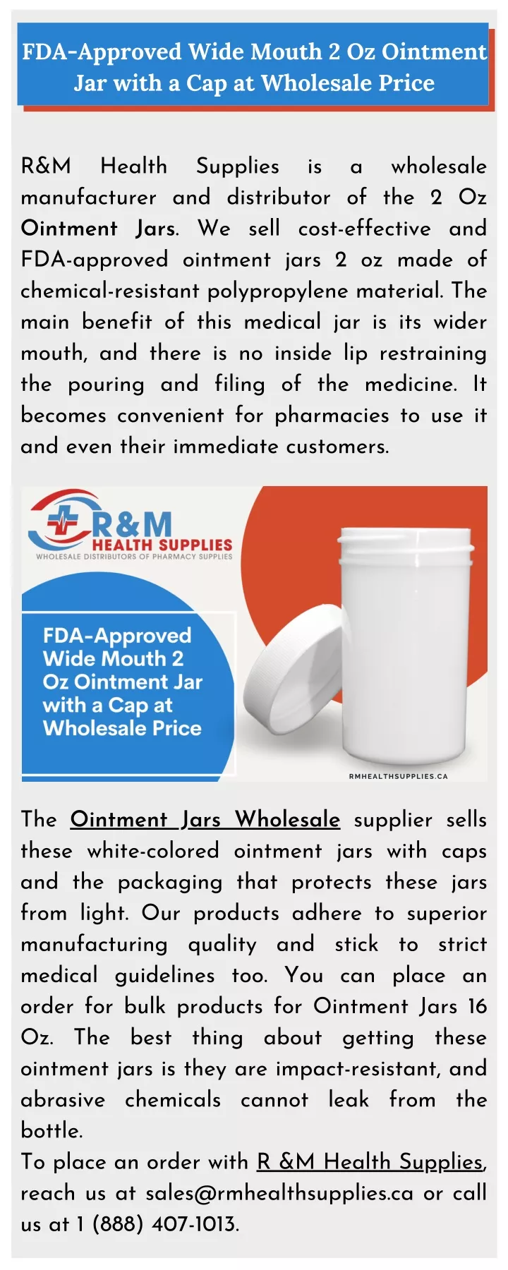 fda approved wide mouth 2 oz ointment jar with