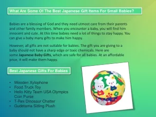 What Are Some Of The Best Japanese Gift Items For Small Babies?