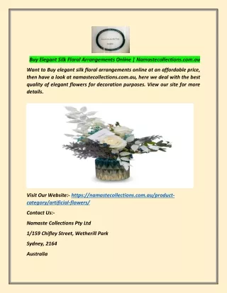 Buy Elegant Silk Floral Arrangements Online | Namastecollections.com.au