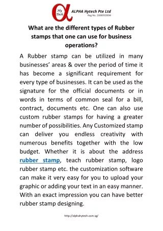 What are the different types of Rubber stamps that one can use for business oper
