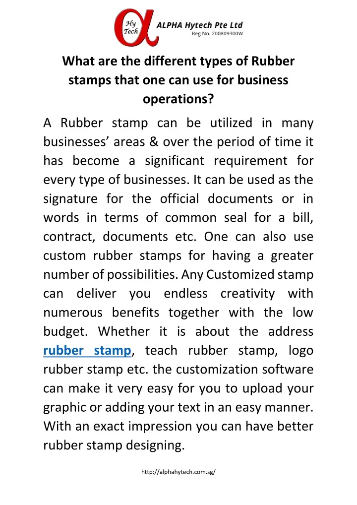 what are the different types of rubber stamps