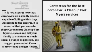Contact us for the best Coronavirus Cleanup Fort Myers services