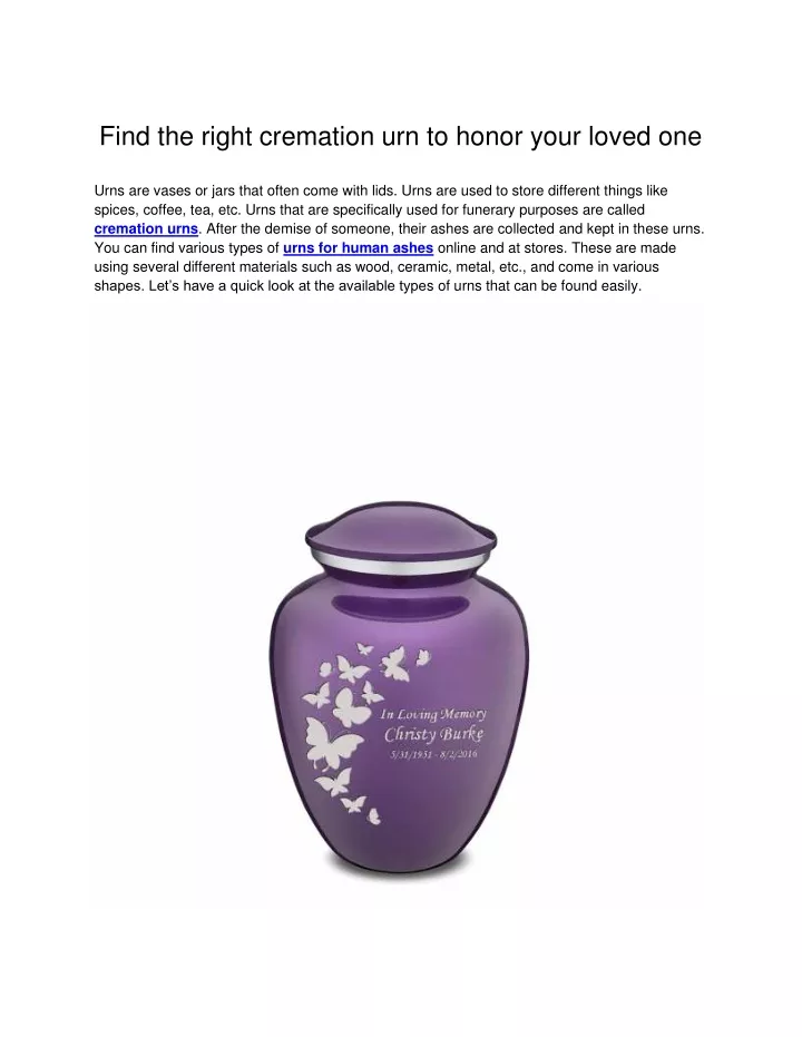 find the right cremation urn to honor your loved