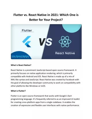 Flutter vs. React Native in 2021: Which One is Better for Your Project?