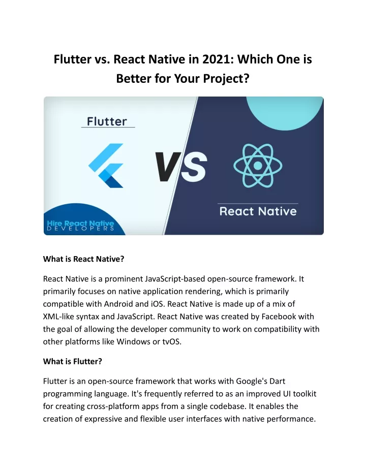 flutter vs react native in 2021 which