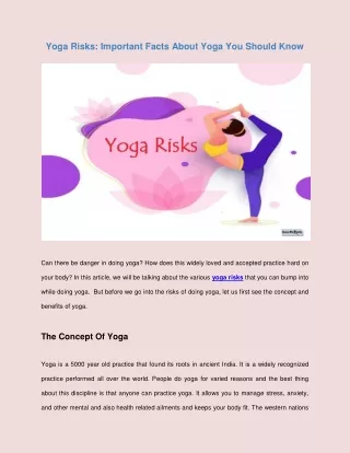 Yoga Risks: Important Facts About Yoga You Should Know