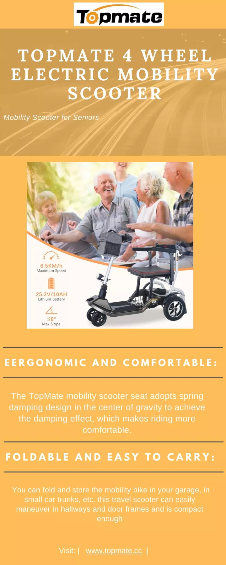 topmate 4 wheel electric mobility scooter