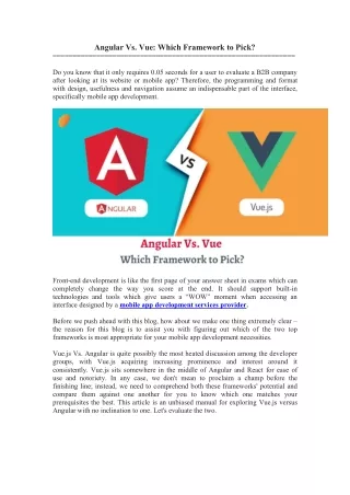 angular vs vue which framework to pick