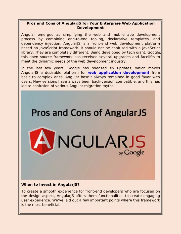 pros and cons of angularjs for your enterprise