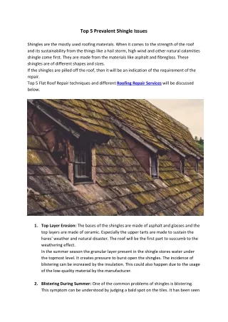 Top 5 Prevalent Shingle Issues
