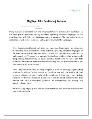 Film Captioning Services