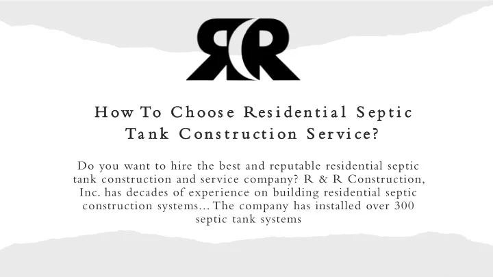 how to choose residential septic tank construction service