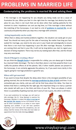 problems in married life