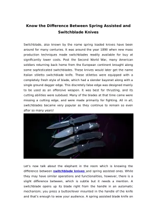 Know the Difference Between Spring Assisted and Switchblade Knives