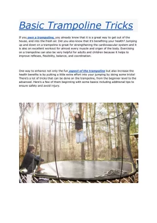Basic Trampoline Tricks