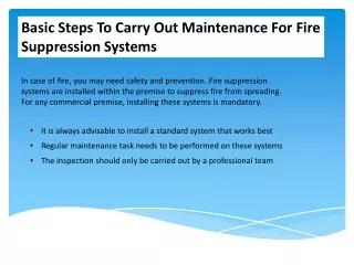 Basic Steps To Carry Out Maintenance For Fire Suppression Systems