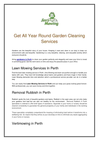 Get All Year Round Garden Cleaning Services