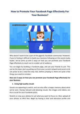 (PDF) How to promote your Facebook Page effectively For your Business