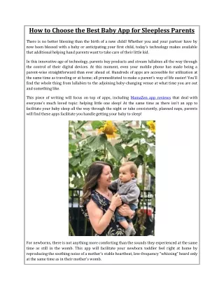 How to Choose the Best Baby App for Sleepless Parents