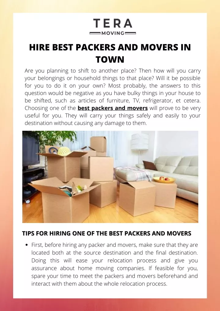 hire best packers and movers in town
