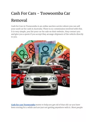 Cash For Cars - Toowoomba Car Removal