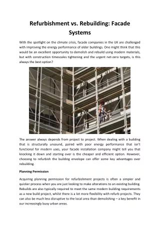 refurbishment vs rebuilding facade systems