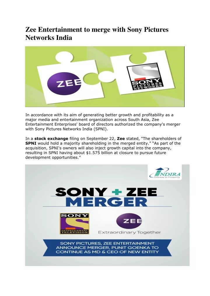zee entertainment to merge with sony pictures