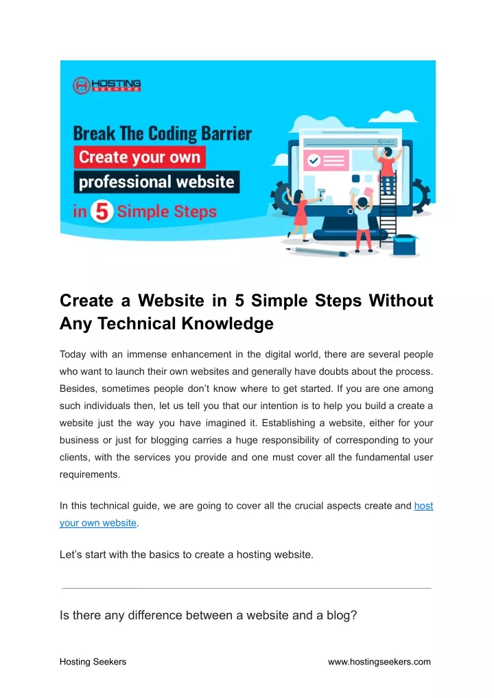 create a website in 5 simple steps without