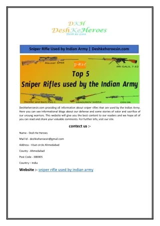 Sniper Rifle Used by Indian Army  Deshkeheroesin.com