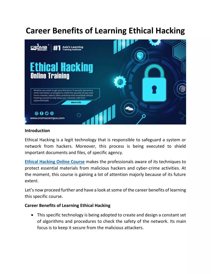career benefits of learning ethical hacking